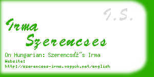 irma szerencses business card